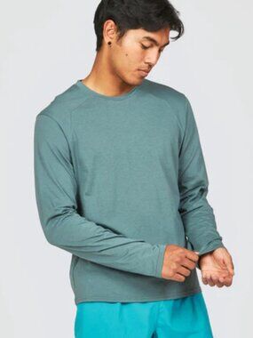 JANJI Runterra Men's Tee Small Sage Green Long Sleeve Shirt Run Outdoor READ